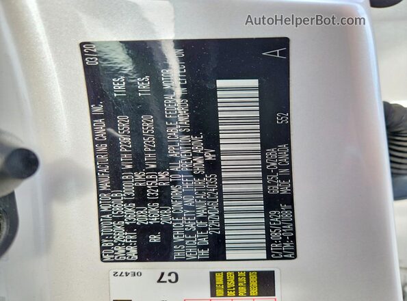 2T2HZMDA6LC240355 2020 LEXUS RX White Widok komory silnika
