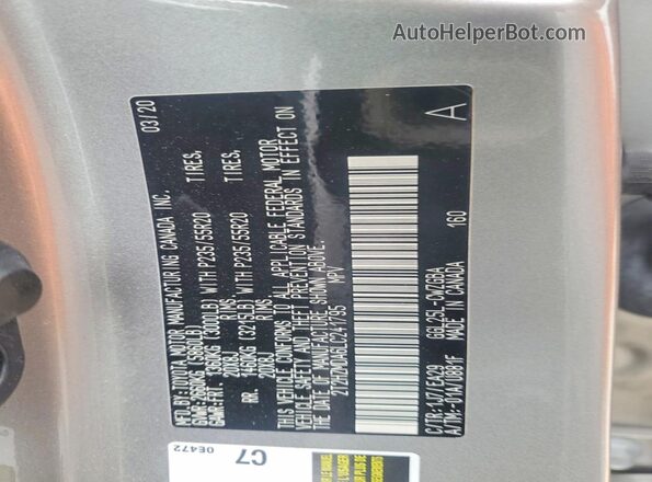 2T2HZMDA6LC241795 2020 LEXUS RX Серебряный Панорамный вид салона 360°