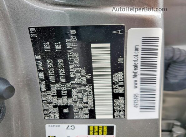 2T2HZMDA9LC237501 2020 LEXUS RX Бежевый Панорамный вид салона 360°