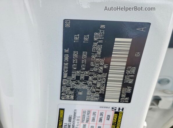2T2KGCEZ1RC041832 2024 LEXUS NX White VIN კოდის სტიკერის ხედი