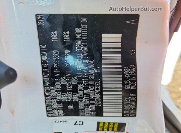 2T2SZMDA7MC302336 2021 LEXUS RX White VIN կոդի պիտակի տեսք