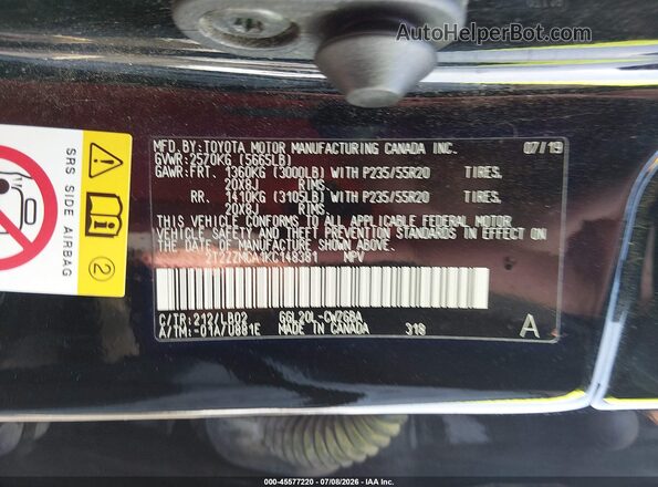 2T2ZZMCA1KC148381 2019 LEXUS RX 350 Черный Вид подкапотного пространства