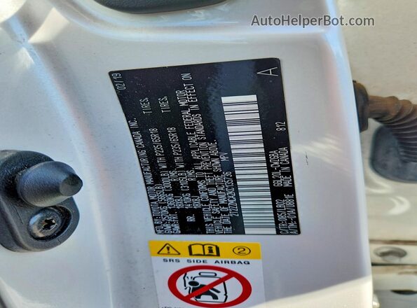 2T2ZZMCA2KC135736 2019 LEXUS RX White VIN კოდის სტიკერის ხედი