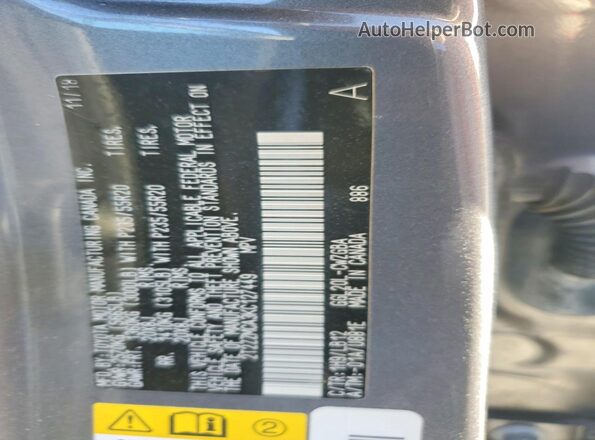2T2ZZMCA3KC127449 2019 LEXUS RX Gray VIN კოდის სტიკერის ხედი