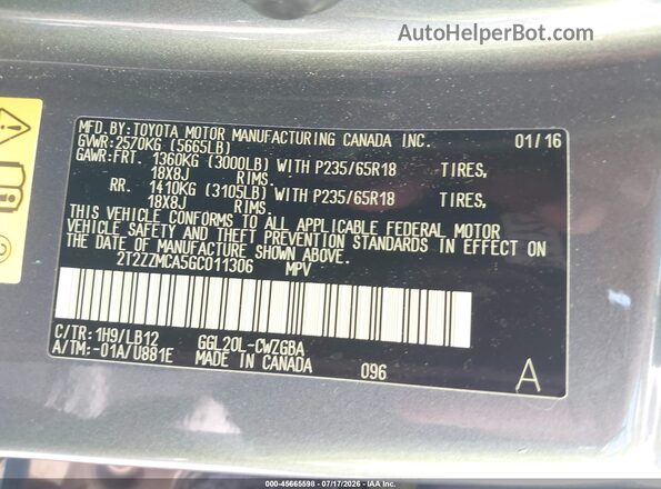 2T2ZZMCA5GC011306 2016 LEXUS RX 350 Серый Вид подкапотного пространства