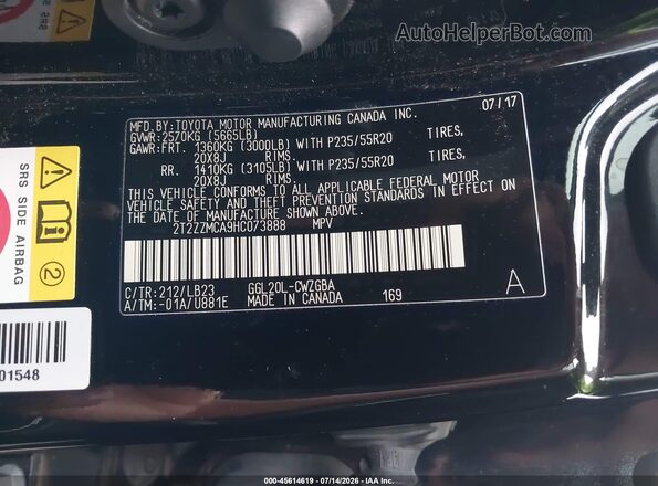 2T2ZZMCA9HC073888 2017 LEXUS RX 350 Black Engine compartment view