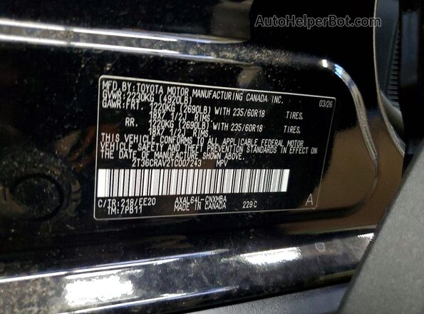 2T36CRAV2TC007243 2026 TOYOTA RAV4 Black Vista de la etiqueta del VIN