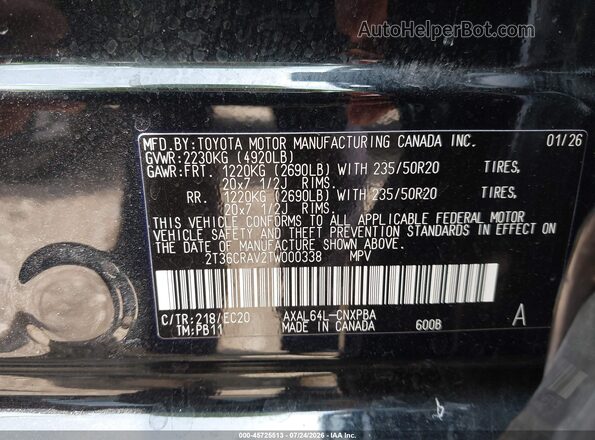 2T36CRAV2TW000338 2026 TOYOTA RAV4 Black Widok komory silnika