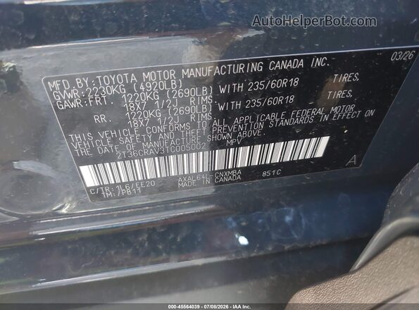 2T36CRAV3TC005002 2026 TOYOTA RAV4 Gray Вид підкапотного простору