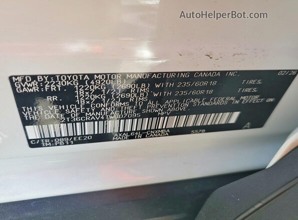 2T36CRAV4TW007095 2026 TOYOTA RAV4 White Շարժիչի բաժամունքի տեսք