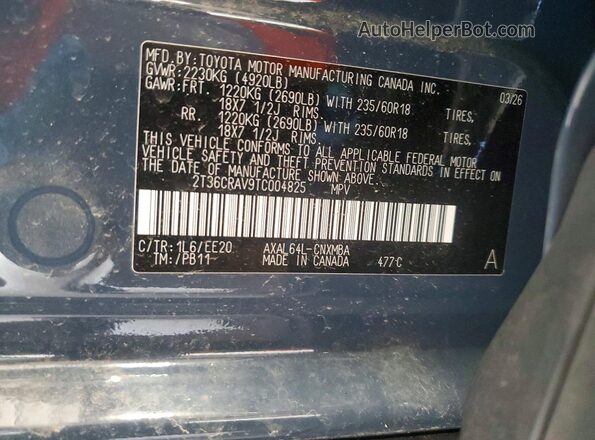 2T36CRAV9TC004825 2026 TOYOTA RAV4 Gray Вид наклейки з VIN-кодом