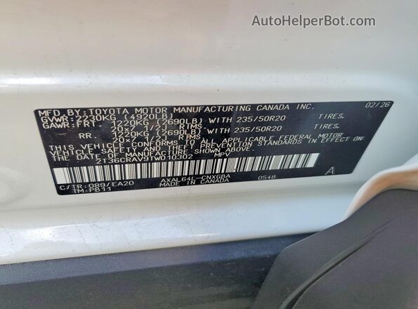 2T36CRAV9TW010302 2026 TOYOTA RAV4 White ძრავის განყოფილების ხედი