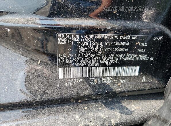 2T36DRBV7TW006664 2026 TOYOTA RAV4 Black Vista de la etiqueta del VIN