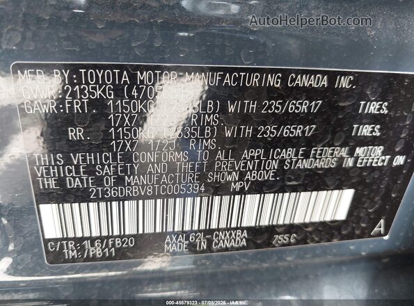 2T36DRBV8TC005394 2026 TOYOTA RAV4 Blue Շարժիչի բաժամունքի տեսք