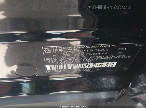 2T36DRBVXTC010371 2026 TOYOTA RAV4 Black Engine compartment view