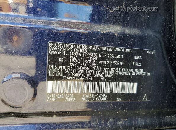 2T3A1RFV0RW439734 2024 TOYOTA RAV4 Blue Widok wnętrza 360 stopni