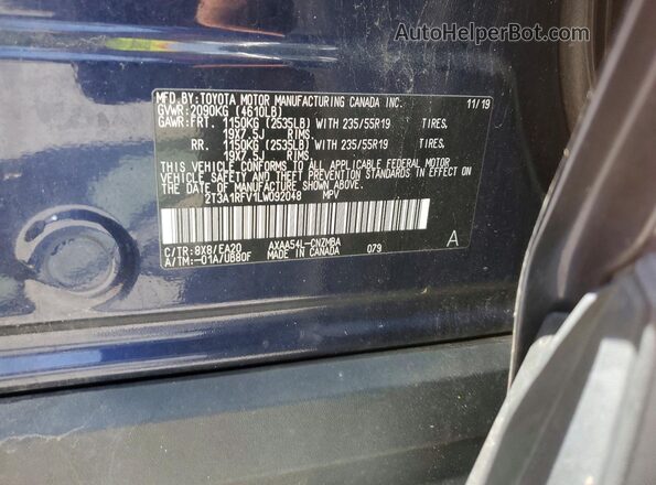 2T3A1RFV1LW092048 2020 TOYOTA RAV4 Синий Вид наклейки с VIN-кодом