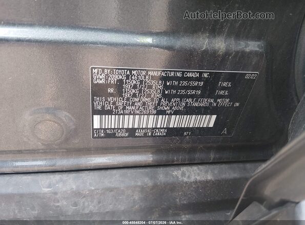 2T3A1RFV1NC269198 2022 TOYOTA RAV4 Gray Շարժիչի բաժամունքի տեսք