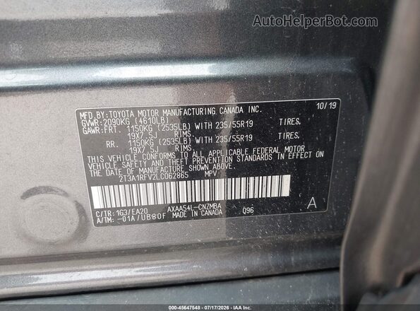 2T3A1RFV2LC062865 2020 TOYOTA RAV4 Gray Շարժիչի բաժամունքի տեսք