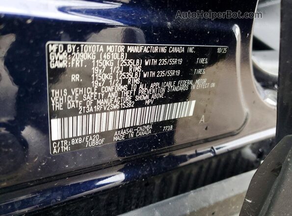2T3A1RFV2SW615382 2025 TOYOTA RAV4 Blue VIN կոդի պիտակի տեսք