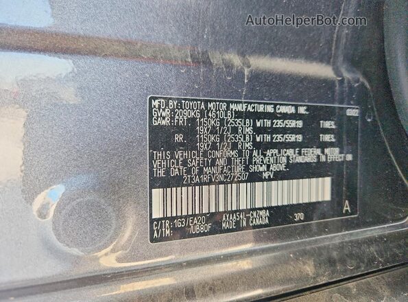2T3A1RFV3NC272507 2022 TOYOTA RAV4 Gray Панорамний вид салону 360°