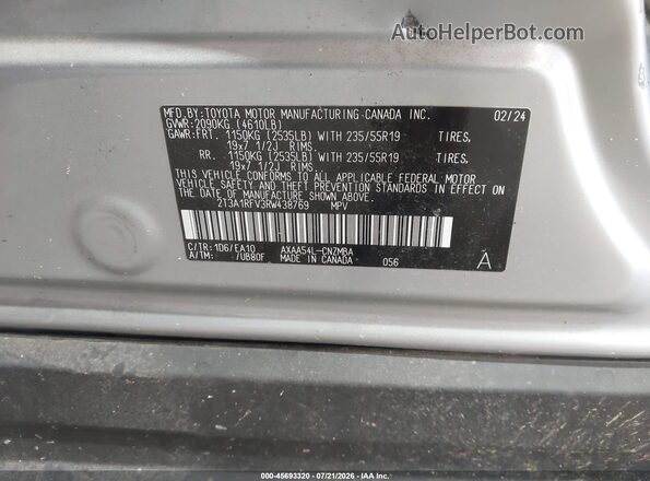 2T3A1RFV3RW438769 2024 TOYOTA RAV4 Silver Շարժիչի բաժամունքի տեսք