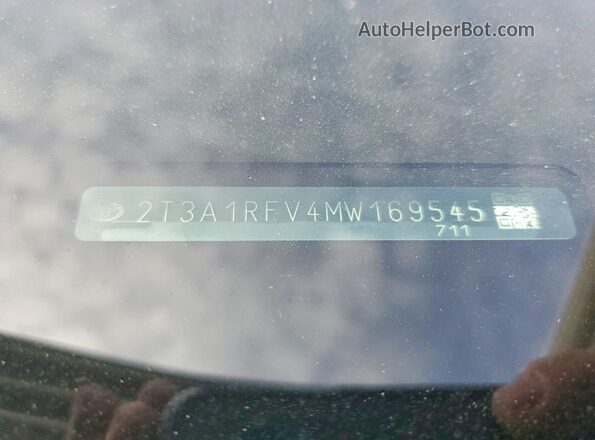 2T3A1RFV4MW169545 2021 TOYOTA RAV4 White Вид наклейки з VIN-кодом