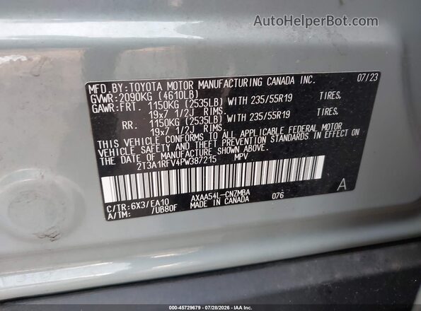 2T3A1RFV4PW387215 2023 TOYOTA RAV4 Pewter Вид підкапотного простору