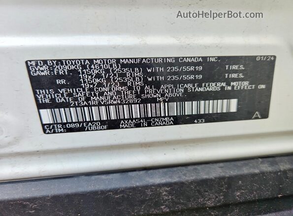 2T3A1RFV5RW432892 2024 TOYOTA RAV4 White 360 interior view