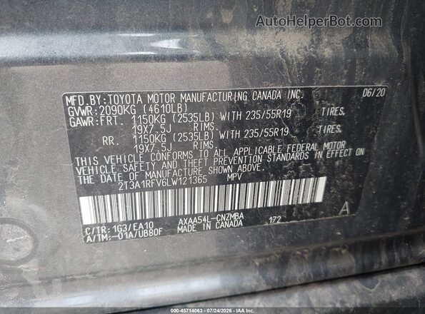 2T3A1RFV6LW121365 2020 TOYOTA RAV4 Gray Engine compartment view