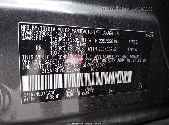 2T3A1RFV8PC338486 2023 TOYOTA RAV4 Gray Vista del compartimento del motor