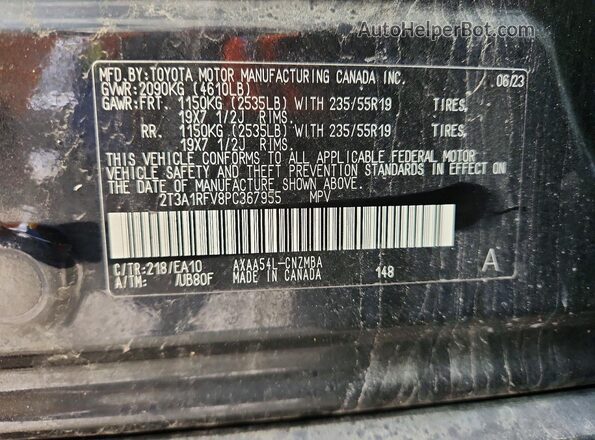2T3A1RFV8PC367955 2023 TOYOTA RAV4 Black Widok naklejki z numerem VIN