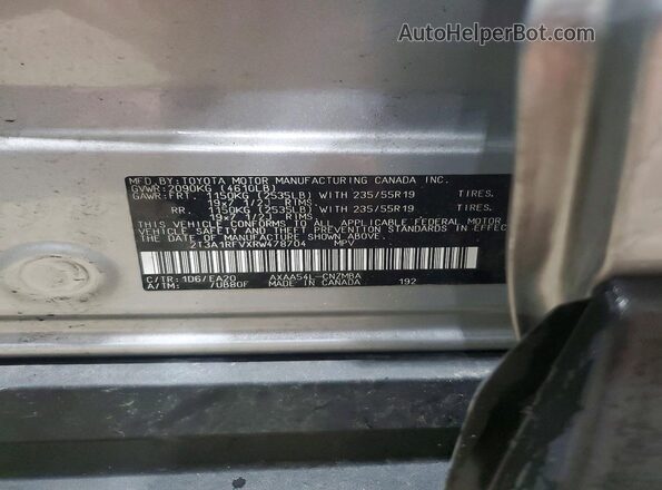 2T3A1RFVXRW478704 2024 TOYOTA RAV4 Silver VIN sticker view
