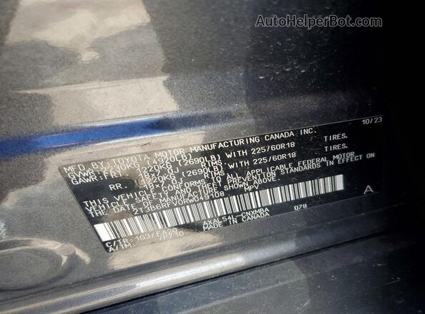 2T3B6RFV0RW049108 2024 TOYOTA RAV4 Gray Vista de la etiqueta del VIN