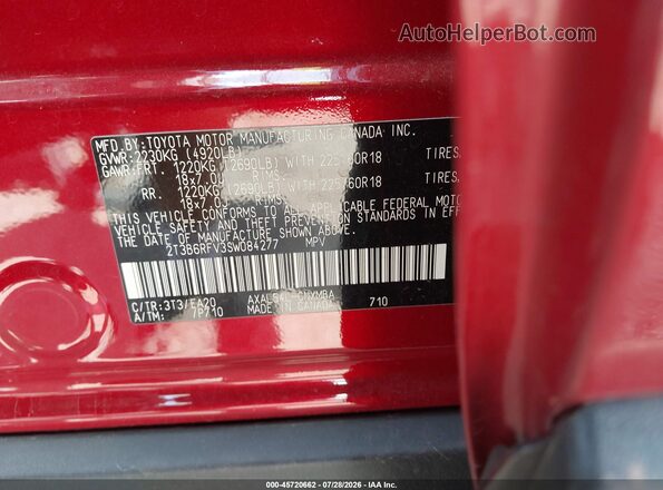 2T3B6RFV3SW084277 2025 TOYOTA RAV4 HYBRID Red Widok komory silnika
