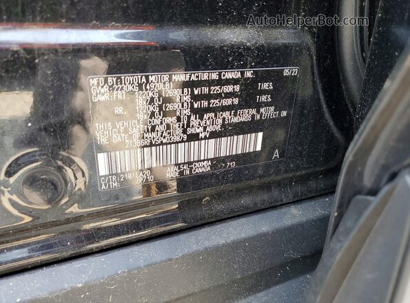 2T3B6RFV5PW039879 2023 TOYOTA RAV4 Black Vista de la etiqueta del VIN