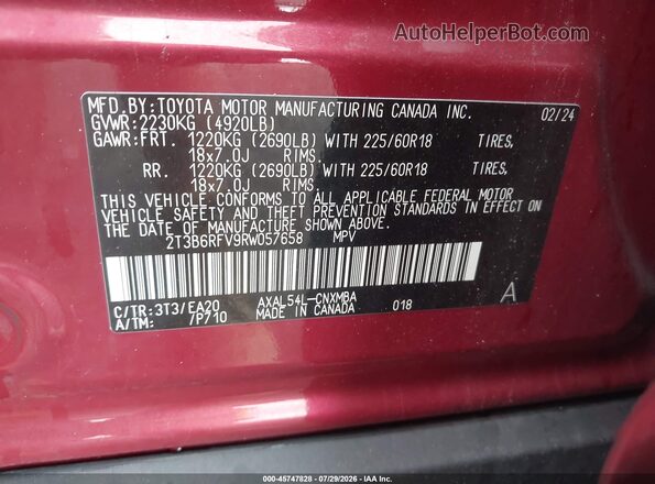 2T3B6RFV9RW057658 2024 TOYOTA RAV4 HYBRID Red Widok komory silnika
