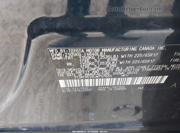 2T3BFREV0JW757655 2018 TOYOTA RAV4 Черный Вид подкапотного пространства