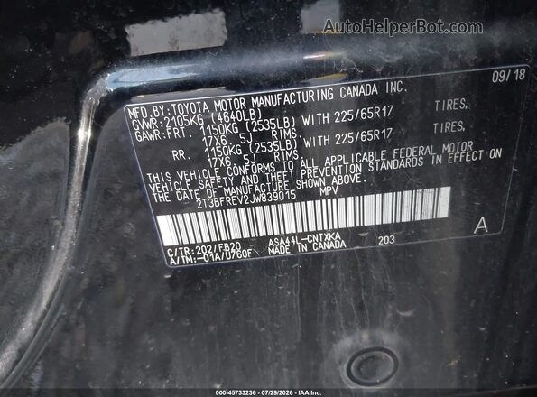 2T3BFREV2JW839015 2018 TOYOTA RAV4 Black Вид підкапотного простору