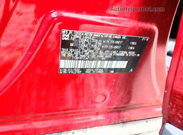 2T3BFREV3JW743717 2018 TOYOTA RAV4 Красный Панорамный вид салона 360°
