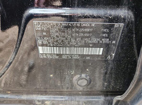 2T3BFREV6HW632296 2017 TOYOTA RAV4 Black Widok naklejki z numerem VIN