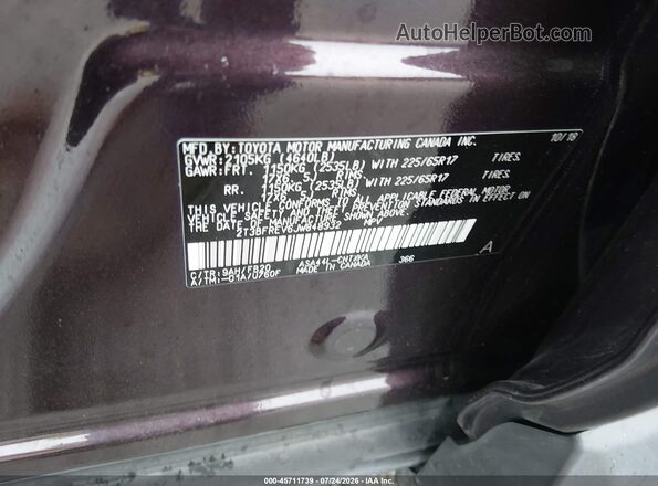 2T3BFREV6JW848932 2018 TOYOTA RAV4 Фиолетовый Вид подкапотного пространства