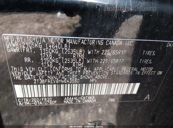 2T3BFREV8HW643560 2017 TOYOTA RAV4 Black Շարժիչի բաժամունքի տեսք