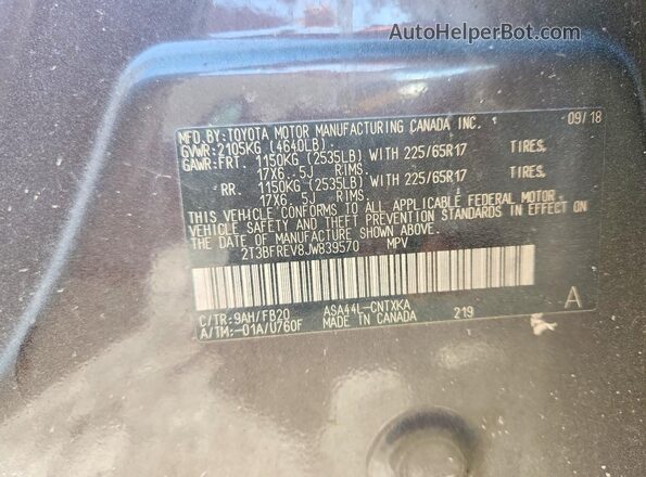 2T3BFREV8JW839570 2018 TOYOTA RAV4 Black Widok komory silnika