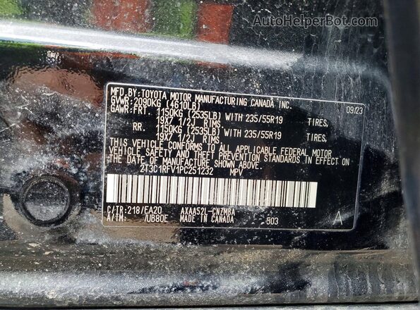 2T3C1RFV1PC251232 2023 TOYOTA RAV4 Black VIN կոդի պիտակի տեսք