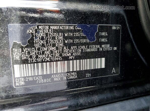 2T3C1RFV2MC159445 2021 TOYOTA RAV4 Gray VIN sticker view