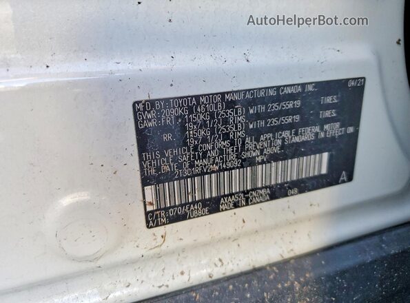 2T3C1RFV2MW149092 2021 TOYOTA RAV4 White Engine compartment view