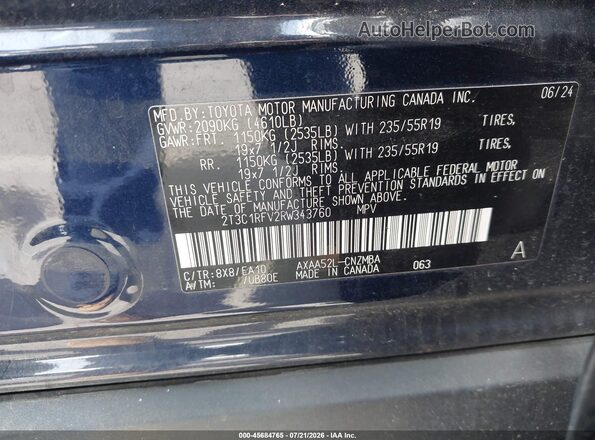 2T3C1RFV2RW343760 2024 TOYOTA RAV4 Dark Blue Вид подкапотного пространства