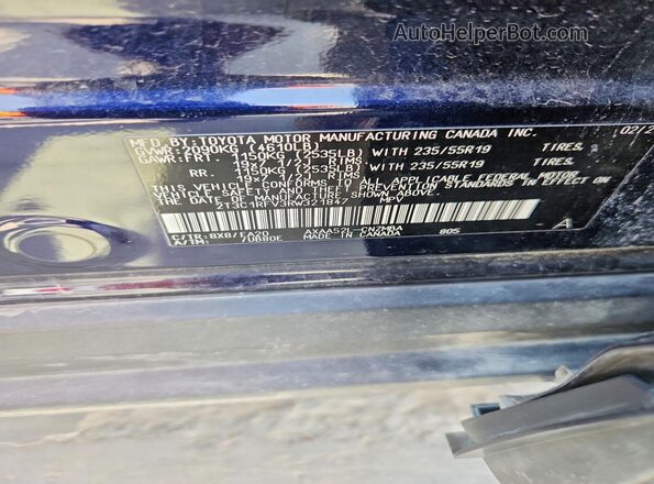2T3C1RFV3RW321847 2024 TOYOTA RAV4 Blue Вид наклейки з VIN-кодом