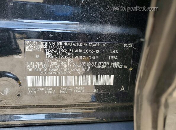 2T3C1RFV4PW248355 2023 TOYOTA RAV4 Black Widok naklejki z numerem VIN